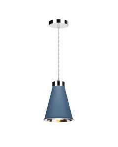 Hyde Single Pendant Polished Chrome and Persian Blue