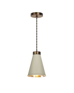 Hyde Single Pendant Antique Brass and Pebble