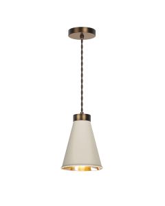 Hyde Single Pendant Antique Brass and Cotswold Cream