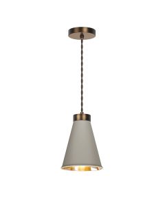 Hyde Single Pendant Antique Brass and Powder Grey