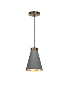 Hyde Single Pendant Antique Brass and Lead Grey