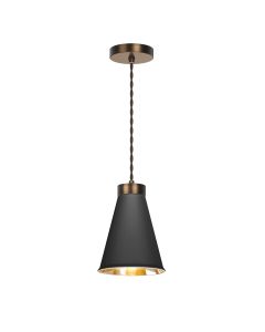 Hyde Single Pendant Antique Brass and Black