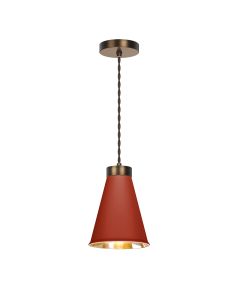 Hyde Single Pendant Antique Brass and Strawberry