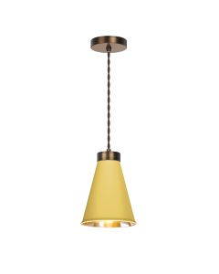 Hyde Single Pendant Antique Brass and Lemondrop