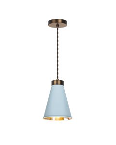 Hyde Single Pendant Antique Brass and Amalfi Blue