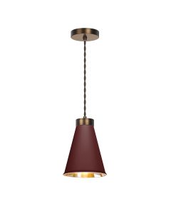 Hyde Single Pendant Antique Brass and Aubergine