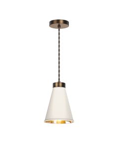 Hyde Single Pendant Antique Brass and Coconut