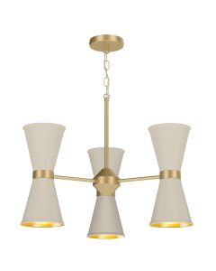 Hyde 6 Light Pendant Butter Brass and Cotswold Cream