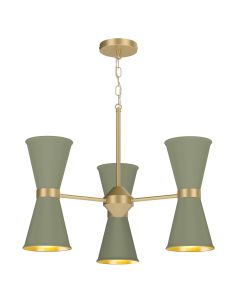 Hyde 6 Light Pendant Butter Brass and Sage Green