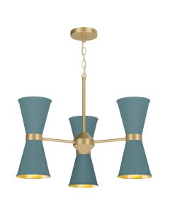 Hyde 6 Light Pendant Butter Brass and River Blue