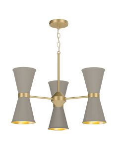 Hyde 6 Light Pendant Butter Brass and Powder Grey