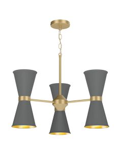 Hyde 6 Light Pendant Butter Brass and Lead Grey
