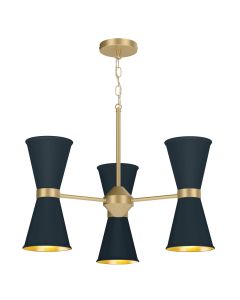 Hyde 6 Light Pendant Butter Brass and Smoke Blue