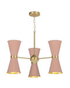 Hyde 6 Light Pendant Butter Brass and Blush Pink