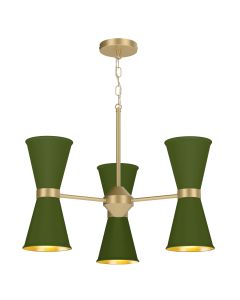 Hyde 6 Light Pendant Butter Brass and Juniper Green
