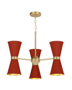 Hyde 6 Light Pendant Butter Brass and Strawberry