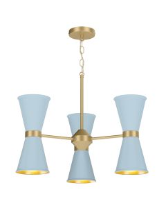 Hyde 6 Light Pendant Butter Brass and Amalfi Blue