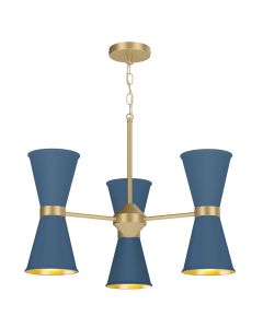 Hyde 6 Light Pendant Butter Brass and Persian Blue