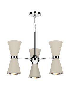 Hyde 6 Light Pendant Polished Chrome and Cotswold Cream