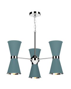 Hyde 6 Light Pendant Polished Chrome and River Blue