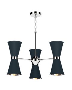 Hyde 6 Light Pendant Polished Chrome and Smoke Blue