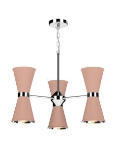 Hyde 6 Light Pendant Polished Chrome and Blush Pink