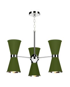 Hyde 6 Light Pendant Polished Chrome and Juniper Green