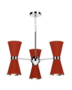 Hyde 6 Light Pendant Polished Chrome and Strawberry