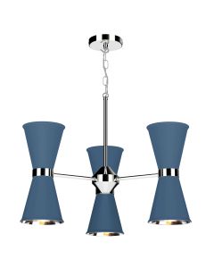 Hyde 6 Light Pendant Polished Chrome and Persian Blue