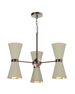 Hyde 6 Light Pendant Antique Brass and Pebble