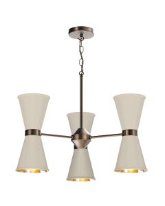 Hyde 6 Light Pendant Antique Brass and Cotswold Cream