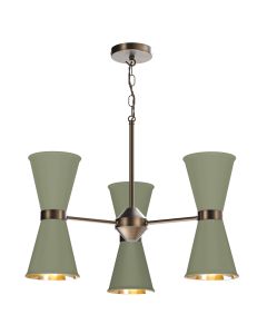 Hyde 6 Light Pendant Antique Brass and Sage Green