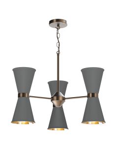 Hyde 6 Light Pendant Antique Brass and Lead Grey