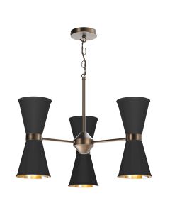 Hyde 6 Light Pendant Antique Brass and Black