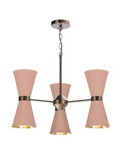 Hyde 6 Light Pendant Antique Brass and Blush Pink