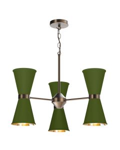 Hyde 6 Light Pendant Antique Brass and Juniper Green