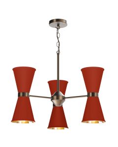 Hyde 6 Light Pendant Antique Brass and Strawberry