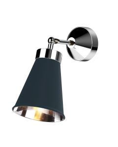 Hyde Wall Light Polished Chrome and Smoke Blue