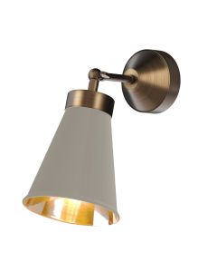 Hyde Wall Light Antique Brass and Powder Grey
