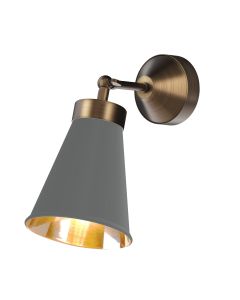 Hyde Wall Light Antique Brass and Lead Grey