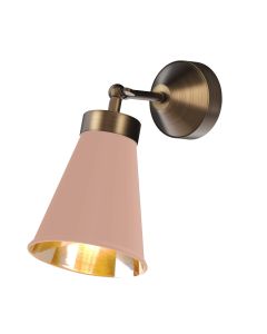 Hyde Wall Light Antique Brass and Blush Pink