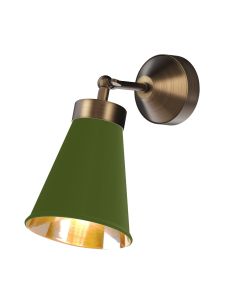 Hyde Wall Light Antique Brass and Juniper Green