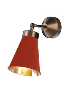 Hyde Wall Light Antique Brass and Strawberry