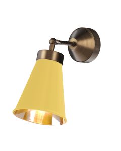 Hyde Wall Light Antique Brass and Lemondrop