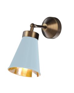 Hyde Wall Light Antique Brass and Amalfi Blue
