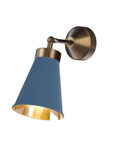Hyde Wall Light Antique Brass and Persian Blue