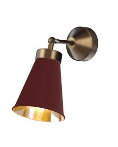 Hyde Wall Light Antique Brass and Aubergine