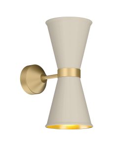 Hyde 2 Light Wall Light Butter Brass and Cotswold Cream