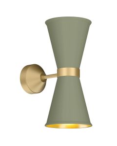 Hyde 2 Light Wall Light Butter Brass and Sage Green