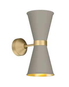 Hyde 2 Light Wall Light Butter Brass and Powder Grey
